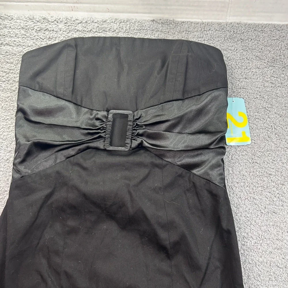 Forever 21 Strapless Cocktail Dress Satin Bow Black S Y2K 2000s Deadstock LBD